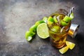 Cuba libre alcohol cocktail drink with rum, cola, ice, lime Royalty Free Stock Photo