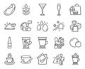 Food and drink icons set. Included icon as Latte coffee, Martini glass, Gluten free signs. Vector