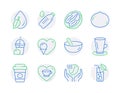 Food and drink icons set. Included icon as Love coffee, Pecan nut, Teacup signs. Vector