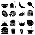 Food and drink isons vector set. funeral illustration sign collection. kitchen symbol. Cook logo.