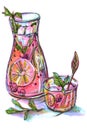 Food drink lemonade lemon mint summer illustration art