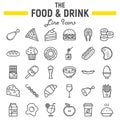 Food and drink line icon set, meal sign collection