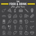Food and drink line icon set, meal sign collection