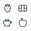 food drink line icons. linear set. quality vector line set such as apple, coffee cup, sushi