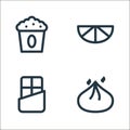 food drink line icons. linear set. quality vector line set such as dumpling, chocolate, lemon