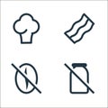 food drink line icons. linear set. quality vector line set such as lactose free, decaf, bacon