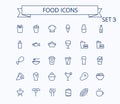 Food and drink line mini icons set. 24x24 px. Pixel Perfect. Editable stroke. Royalty Free Stock Photo