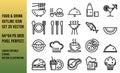 Food and drink outline icon set. 64*64 pixel Grid Pixel Perfect. Linear Editable Stroke. Vector Illustration. Royalty Free Stock Photo