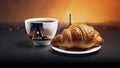 food drink paris table french croissant cup bar breakfast france. Generative AI.