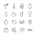 Food and drink set icon vector. Outline restaurant lunch collection. Trendy flat sign design. Thin Royalty Free Stock Photo