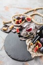 Bottle, corkscrew, glass of red wine, figs on a table Royalty Free Stock Photo