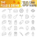 Food and drink thin line icon set, meal symbols collection, vector sketches, logo illustrations, beverage signs Royalty Free Stock Photo