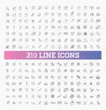 210 food and drink thin vector icon set Royalty Free Stock Photo