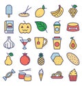 Food, Drinks, Fruits, Vegetables Vector Icons set That can be easily modified or edit Royalty Free Stock Photo