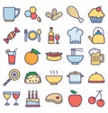 Food, Drinks, Fruits, Vegetables Vector Icons set That can be easily modified or edit Royalty Free Stock Photo