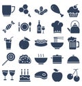 Food, Drinks, Fruits, Vegetables Vector Icons set That can be easily modified or edit Royalty Free Stock Photo