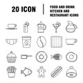 Food and drinks icon. Restaurant line icons set. Collection of restaurant thin line icons Royalty Free Stock Photo