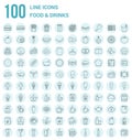 100 Food and Drinks Line Icons