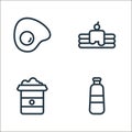food and drinks line icons. linear set. quality vector line set such as bottle, cereal, pancake