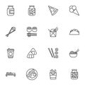 Food and drinks line icons set