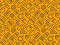 Food and drinks seamless background. Pattern vector illustration Royalty Free Stock Photo
