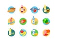 Food and drinks set flat icons
