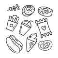 food and drinks vector bundle set with dodle style Royalty Free Stock Photo