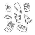food and drinks vector bundle set with dodle style Royalty Free Stock Photo