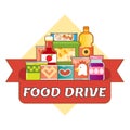 Food Drive charity movement logo vector illustration Royalty Free Stock Photo