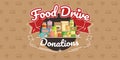 Food Drive charity movement, vector illustration