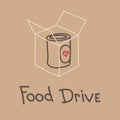 Food Drive charity movement, vector illustration Royalty Free Stock Photo