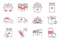 Food drive outline icon collection set. Charity meal vector illustration.