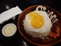 Food egg sausage rice dip