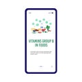 Food enriched in group B vitamins, onboarding screen template - flat vector illustration.