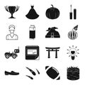 Food, entertainment, wedding and other web icon in black style. Royalty Free Stock Photo