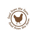 Food from the farm sticker. Chicken icon, farm food symbol.