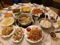Chinese reunion dinner dishes on table