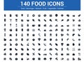 140 food filled icons set. Vector illustration