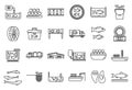Food fish farm icons set, outline style