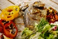 Food fish fresh dorado, meal seafood dinner, raw bream