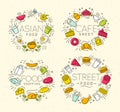 Food flat monograms in retro