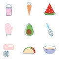 Food flat style icon set vector design Royalty Free Stock Photo