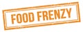 FOOD FRENZY text on orange grungy vintage stamp