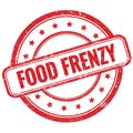 FOOD FRENZY text on red grungy round rubber stamp