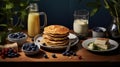 Food fresh plate meal breakfast stack sweet pancakes delicious dessert honey