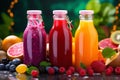 Food fresh raw juice bottle fruit smoothie healthy organic drink diet health Royalty Free Stock Photo