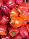 Food. Fresh red sweet bell pepper, full frame, fresh vegetables background.