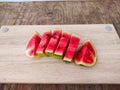 Food and fruit background suitable for summer eating, sliced watermelon, eaten to quench thirst and keep the body cool on hot days