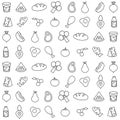 Food fruit vegetable seamless doodle pattern background template outline icon vector illustration Royalty Free Stock Photo