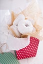 Food gift in a colorful box mini donuts